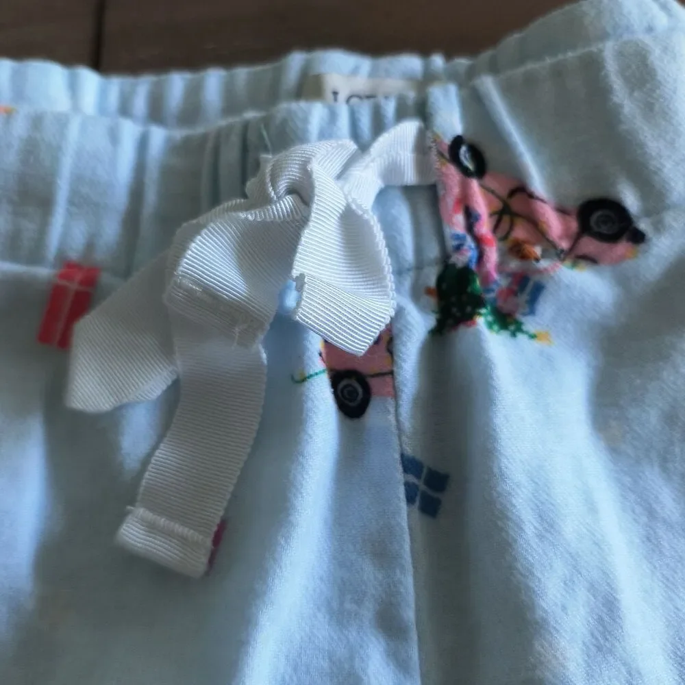 J. Crew Holiday Pajama Pants Womens M Blue Multi Flannel Dogs Christmas PJs Cozy